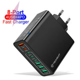 Incarcator retea Techsuit OctaChargeX (CHPD224), 4x USB, 4x Type-C, Incarcare rapida, 65W, alb