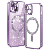 Husa pentru iPhone 15 Plus, Techsuit Lux Glitter MagSafe, bleu