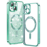Husa pentru iPhone 15 Plus, Techsuit Lux Glitter MagSafe, bleu