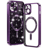 Husa pentru iPhone 15 Plus, Techsuit Lux Glitter MagSafe, albastru