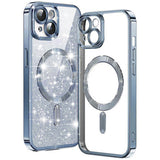 Husa pentru iPhone 15 Plus, Techsuit Lux Glitter MagSafe, bleu