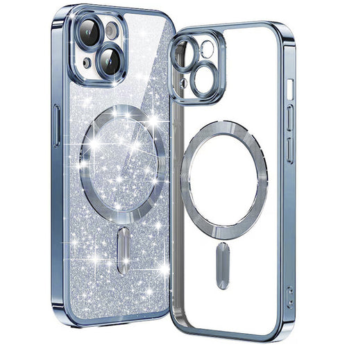 Husa pentru iPhone 15 Plus, Techsuit Lux Glitter MagSafe, bleu