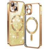 Husa pentru iPhone 15 Plus, Techsuit Lux Glitter MagSafe, argintiu