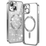 Husa pentru iPhone 15 Plus, Techsuit Lux Glitter MagSafe, argintiu