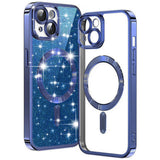Husa pentru iPhone 15 Plus, Techsuit Lux Glitter MagSafe, albastru