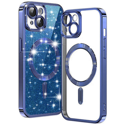 Husa pentru iPhone 15 Plus, Techsuit Lux Glitter MagSafe, albastru