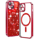 Husa pentru iPhone 15 Plus, Techsuit Lux Glitter MagSafe, argintiu