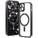 Husa pentru iPhone 15 Plus, Techsuit Lux Glitter MagSafe, argintiu
