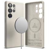 Husa pentru Samsung Galaxy S25 Ultra, Ringke Silicone Magnetic MagSafe, crem
