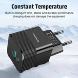 Incarcator retea Techsuit Premium Tiny Series (CHPD216), GaN, USB QC3.0, Type-C PD25W, alb