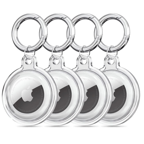 Techsuit (4 pack) Secure Holder Silicone (CT15), Apple AirTag Case, Clear