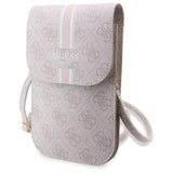 Guess Universal Phone Pouch 4G Stripes (GUWBP4RPSP), cu Cardslot, Universal, Eco-Leather, reglabil Strap, Roz
