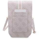Guess Universal Phone Pouch 4G Stripes (GUWBP4RPSP), cu Cardslot, Universal, Eco-Leather, reglabil Strap, Roz