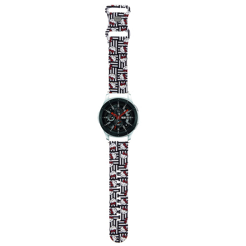 Curea pentru Garmin Venu 2, Hello Kitty Strap Silicone Heads & Stripes (HKUWLSDIESK)-Samsung Watch (46mm)/Watch 3, Huawei Watch GT 2/GT 3 (46mm)- Black, negru