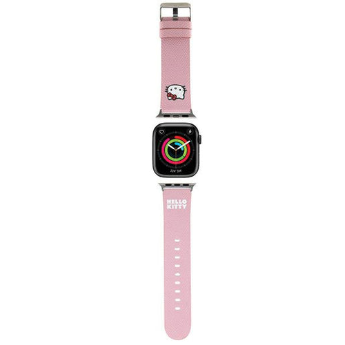 Curea pentru Apple Watch SE 40mm, Hello Kitty Strap Leather Kitty Head (Hkawmpgkhp), roz