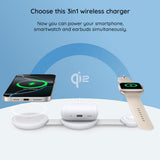 Incarcator wireless Anker MagGo 3-in-1 (B25M8H21), pentru iPhone 15/16, AirPods, Apple Watch, MagSafe Qi2, Pliabil, 15W, alb
