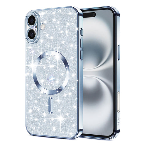 Husa pentru iPhone 16 Plus, Techsuit Lux Glitter MagSafe, bleu
