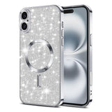 Husa pentru iPhone 16, Techsuit Lux Glitter MagSafe, argintiu