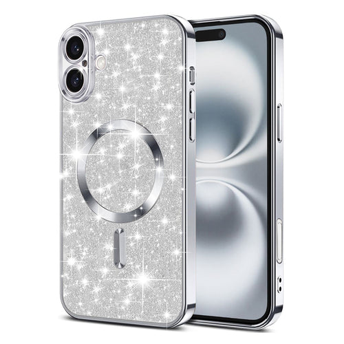 Husa pentru iPhone 16, Techsuit Lux Glitter MagSafe, argintiu