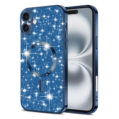 Husa pentru iPhone 16, Techsuit Lux Glitter MagSafe, albastru