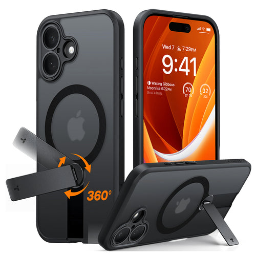 Husa pentru iPhone 16 Plus, Torras Pstand Spin MagSafe, negru