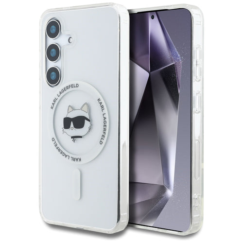 Husa pentru Samsung Galaxy S25, Karl Lagerfeld IML MagSafe (KLHMS25SHLSCHH), alb
