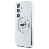 Husa pentru Samsung Galaxy S25, Karl Lagerfeld IML MagSafe (KLHMS25SHLSCHH), alb