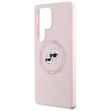 Husa pentru Samsung Galaxy S25 Ultra, Karl Lagerfeld Silicone Double Heads MagSafe (KLHMS25LSKCHTCP), roz