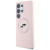 Husa pentru Samsung Galaxy S25 Ultra, Karl Lagerfeld Silicone Double Heads MagSafe (KLHMS25LSKCHTCP), roz