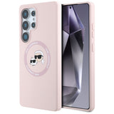 Husa pentru Samsung Galaxy S25 Ultra, Karl Lagerfeld Silicone Double Heads MagSafe (KLHMS25LSKCHTCP), roz