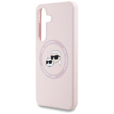 Husa pentru Samsung Galaxy S25 Plus, Karl Lagerfeld Silicone Double Heads MagSafe (KLHMS25MSKCHTCP), roz