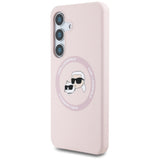 Husa pentru Samsung Galaxy S25 Plus, Karl Lagerfeld Silicone Double Heads MagSafe (KLHMS25MSKCHTCP), roz