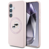 Husa pentru Samsung Galaxy S25, Karl Lagerfeld Silicone Double Heads MagSafe (KLHMS25SSKCHTCP), roz