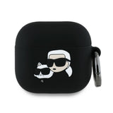 Husa casti pentru AirPods 4, Karl Lagerfeld Silicone Karl Chaupette Head 3d Kla4runkchk, negru