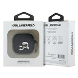 Husa casti pentru AirPods 4, Karl Lagerfeld Silicone Karl Chaupette Head 3d Kla4runkchk, negru
