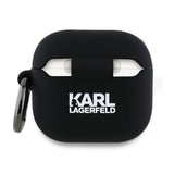 Husa casti pentru AirPods 4, Karl Lagerfeld Silicone Karl Head 3d Kla4runikk, negru