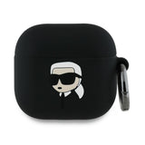 Husa casti pentru AirPods 4, Karl Lagerfeld Silicone Karl Head 3d Kla4runikk, negru