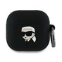 Husa casti pentru AirPods 4, Karl Lagerfeld Silicone Karl Head 3d Kla4runikk, negru
