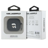 Husa casti pentru AirPods 4, Karl Lagerfeld Silicone Karl Head 3d Kla4runikk, negru