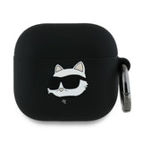 Husa casti pentru AirPods 4, Karl Lagerfeld Silicone Choupette Head 3d Kla4runchk, negru