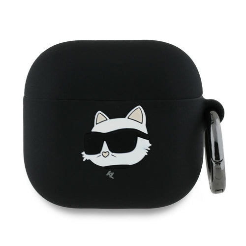 Husa casti pentru AirPods 4, Karl Lagerfeld Silicone Choupette Head 3d Kla4runchk, negru