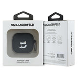 Husa casti pentru AirPods 4, Karl Lagerfeld Silicone Choupette Head 3d Kla4runchk, negru