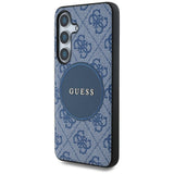 Husa pentru Samsung Galaxy S25 Plus, Guess 4G Circle Classic Logo MagSafe (GUHMS25MP4PGRSGB), albastru