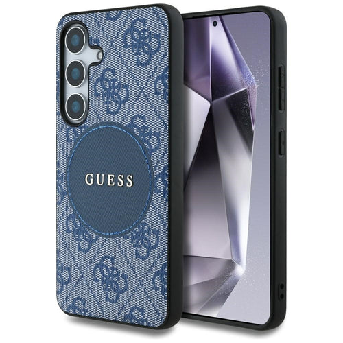 Husa pentru Samsung Galaxy S25 Plus, Guess 4G Circle Classic Logo MagSafe (GUHMS25MP4PGRSGB), albastru