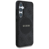 Husa pentru Samsung Galaxy S25, Guess 4G Circle Classic Logo MagSafe (GUHMS25SP4PGRSGK), negru