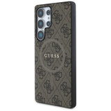 Husa pentru Samsung Galaxy S25 Ultra, Guess 4G Ring Classic Logo MagSafe (GUHMS25LG4GFRW), maro