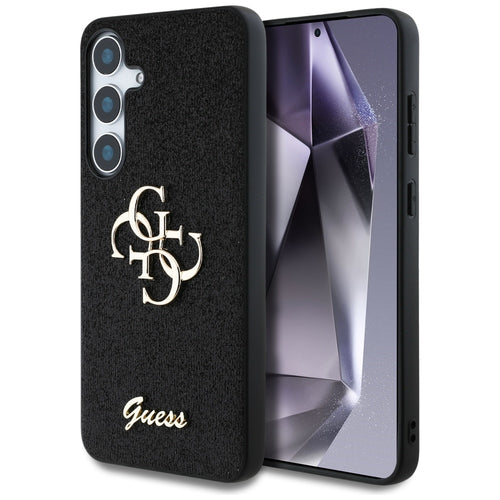 Husa pentru Samsung Galaxy S25, Guess Glitter Script Big 4G Logo (GUHCS25SHG4SGK), negru