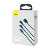 Cablu Baseus de date Superior Series (Camltys-03), USB to Type-C, Micro-USB, Lightning, Incarcare rapida 3.5A, 1.5m, albastru