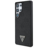 Husa pentru Samsung Galaxy S25 Ultra, Guess Peony Grained Hot Stamp Triangle Logo MagSafe (GUHMS25LPGBTMK), negru
