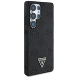 Husa pentru Samsung Galaxy S25 Ultra, Guess Peony Grained Hot Stamp Triangle Logo MagSafe (GUHMS25LPGBTMK), negru